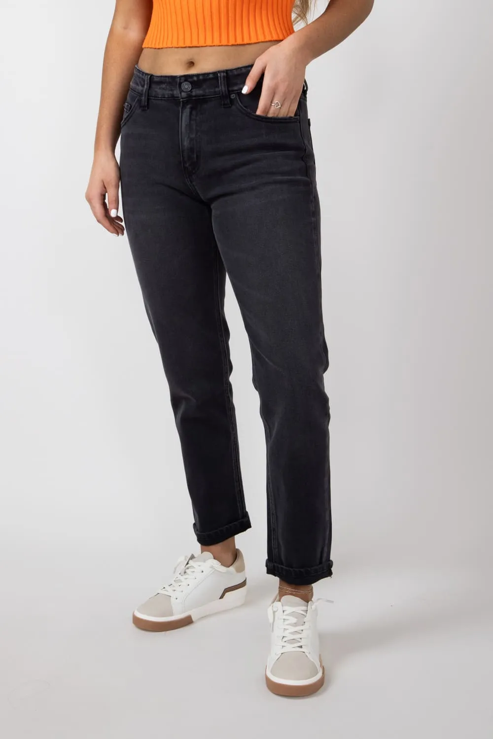 KanCan High Rise Slim Boyfriend Jeans for Women in Grey | KC7198DG