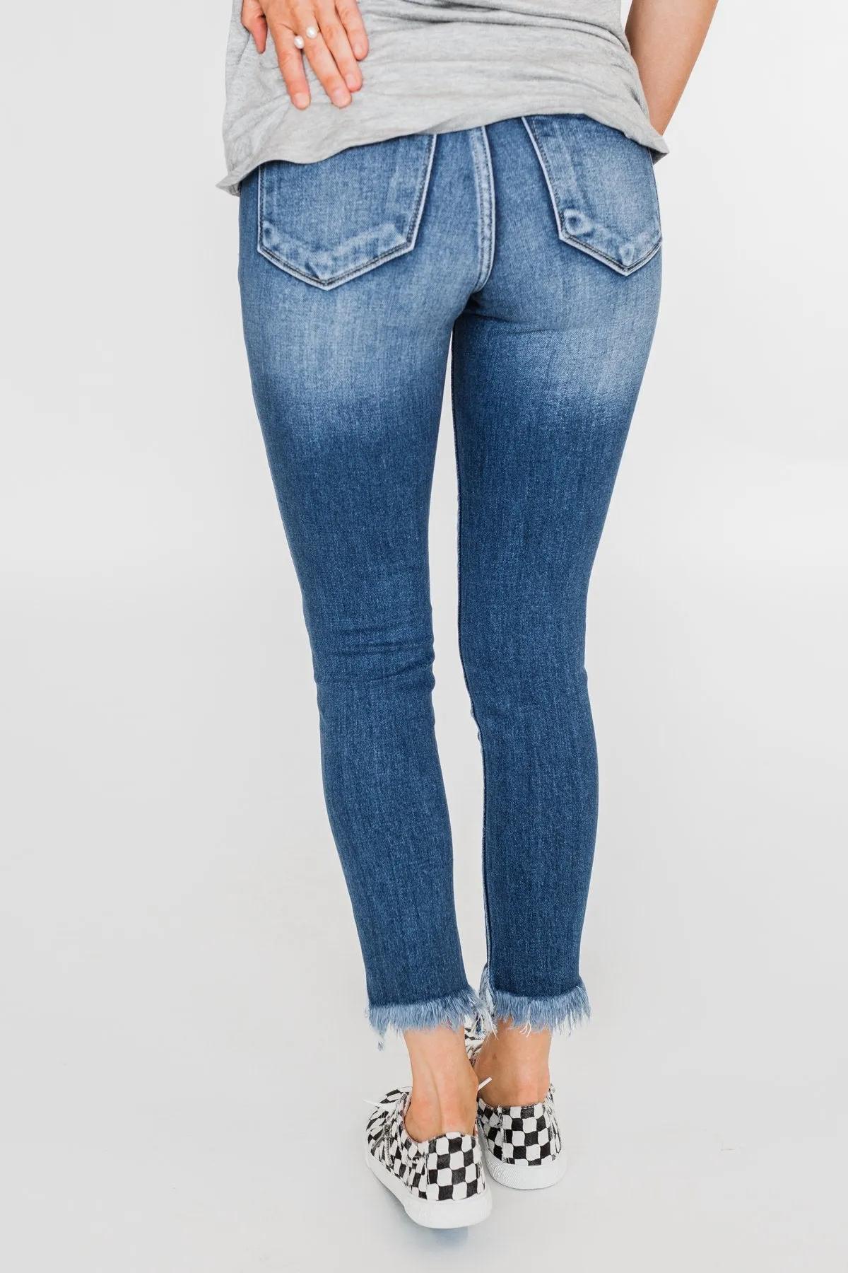 KanCan Raw Hem Skinny Jeans- Heather Wash