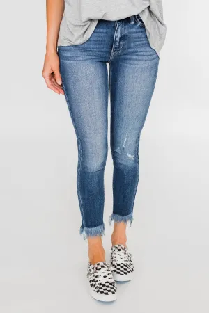 KanCan Raw Hem Skinny Jeans- Heather Wash