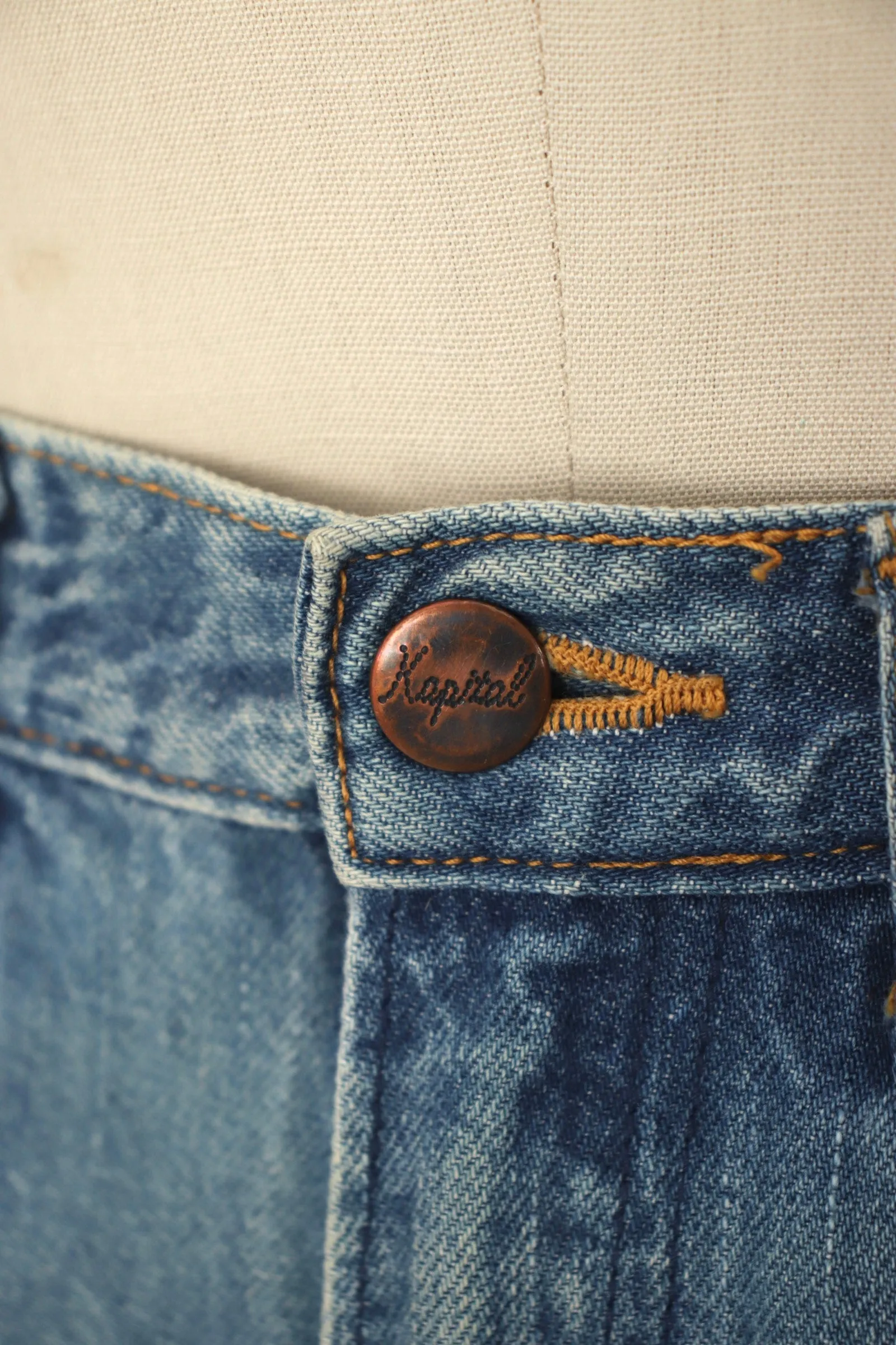 Kapital Ultra Wide Leg Stitch Cuff Jeans*