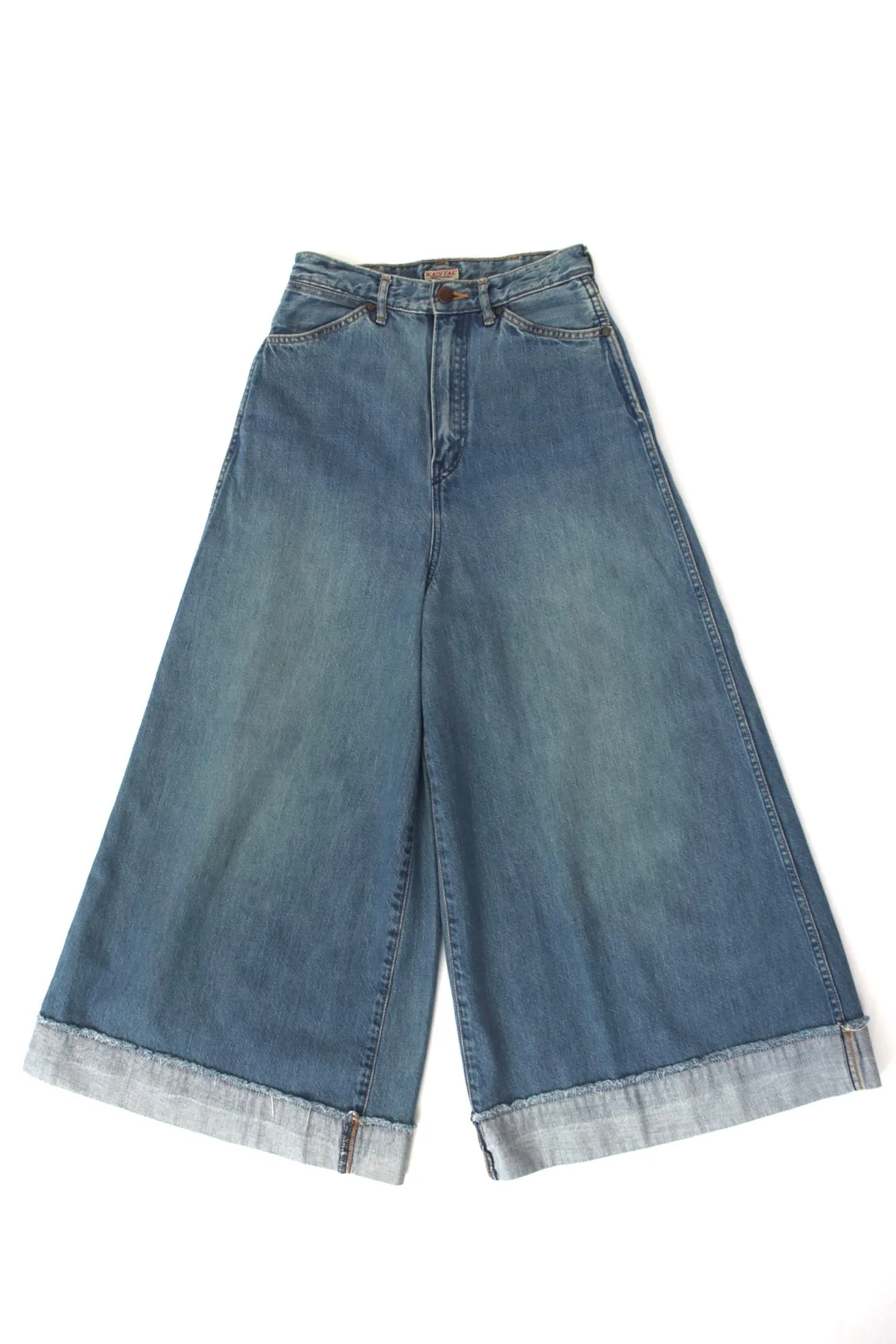 Kapital Ultra Wide Leg Stitch Cuff Jeans*