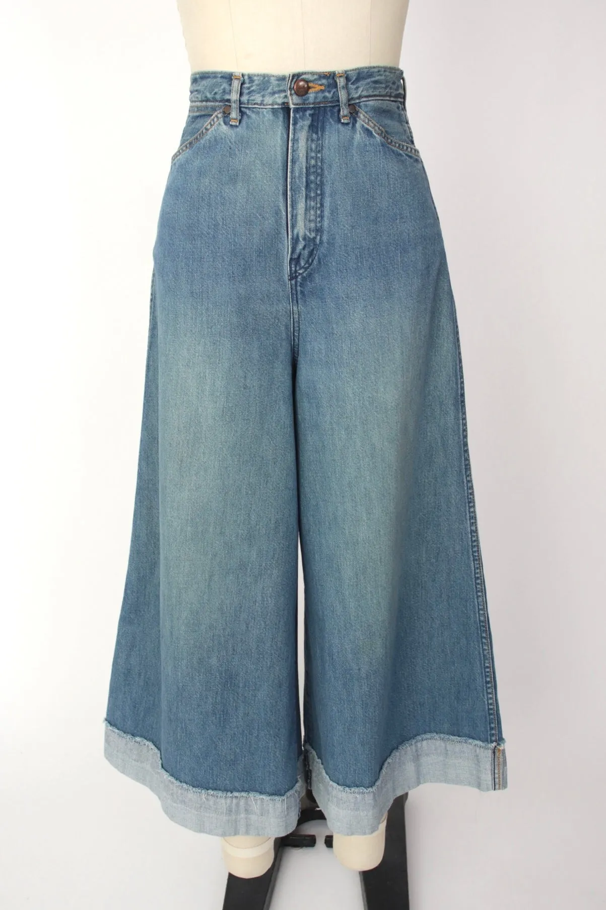 Kapital Ultra Wide Leg Stitch Cuff Jeans*