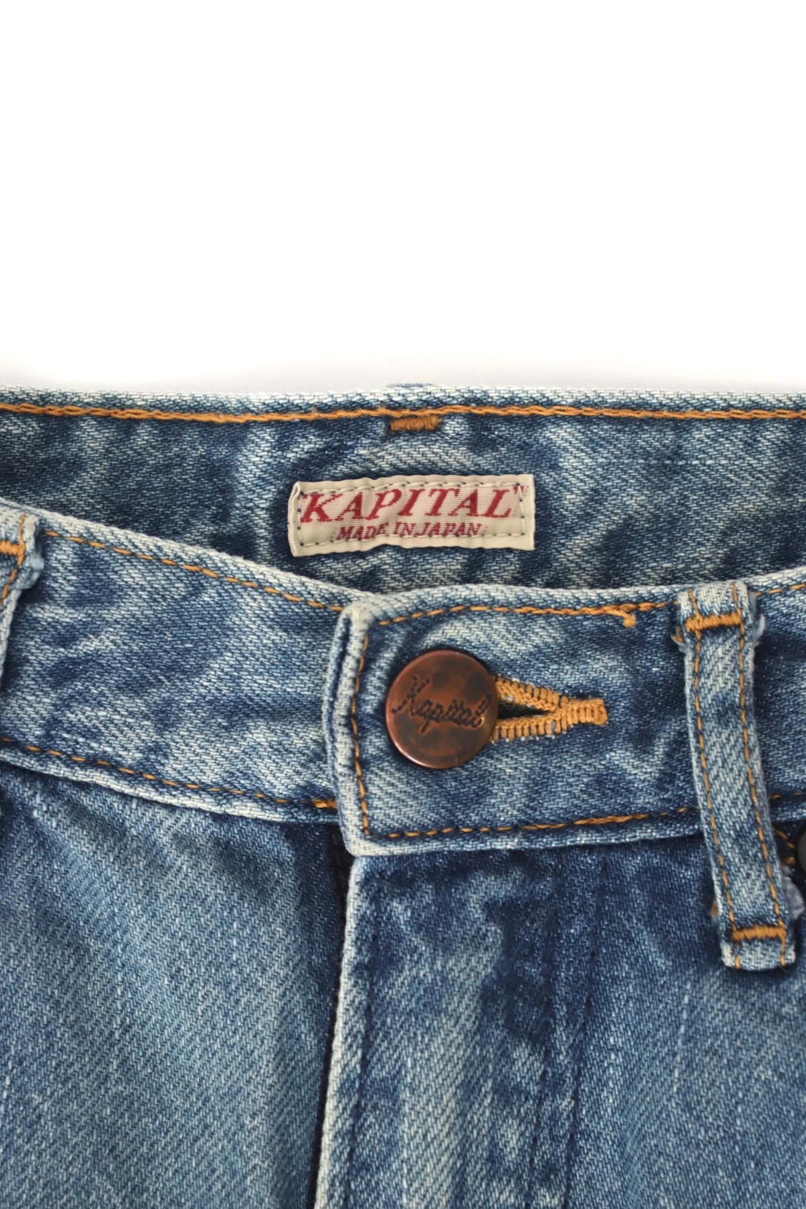 Kapital Ultra Wide Leg Stitch Cuff Jeans*