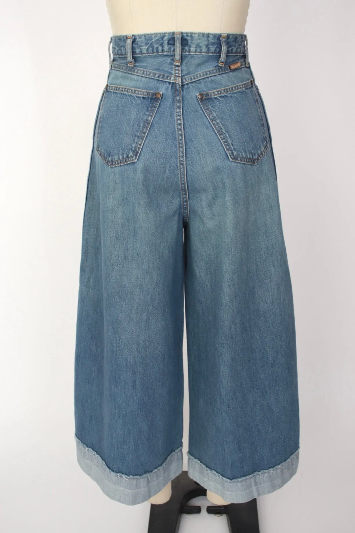 Kapital Ultra Wide Leg Stitch Cuff Jeans*