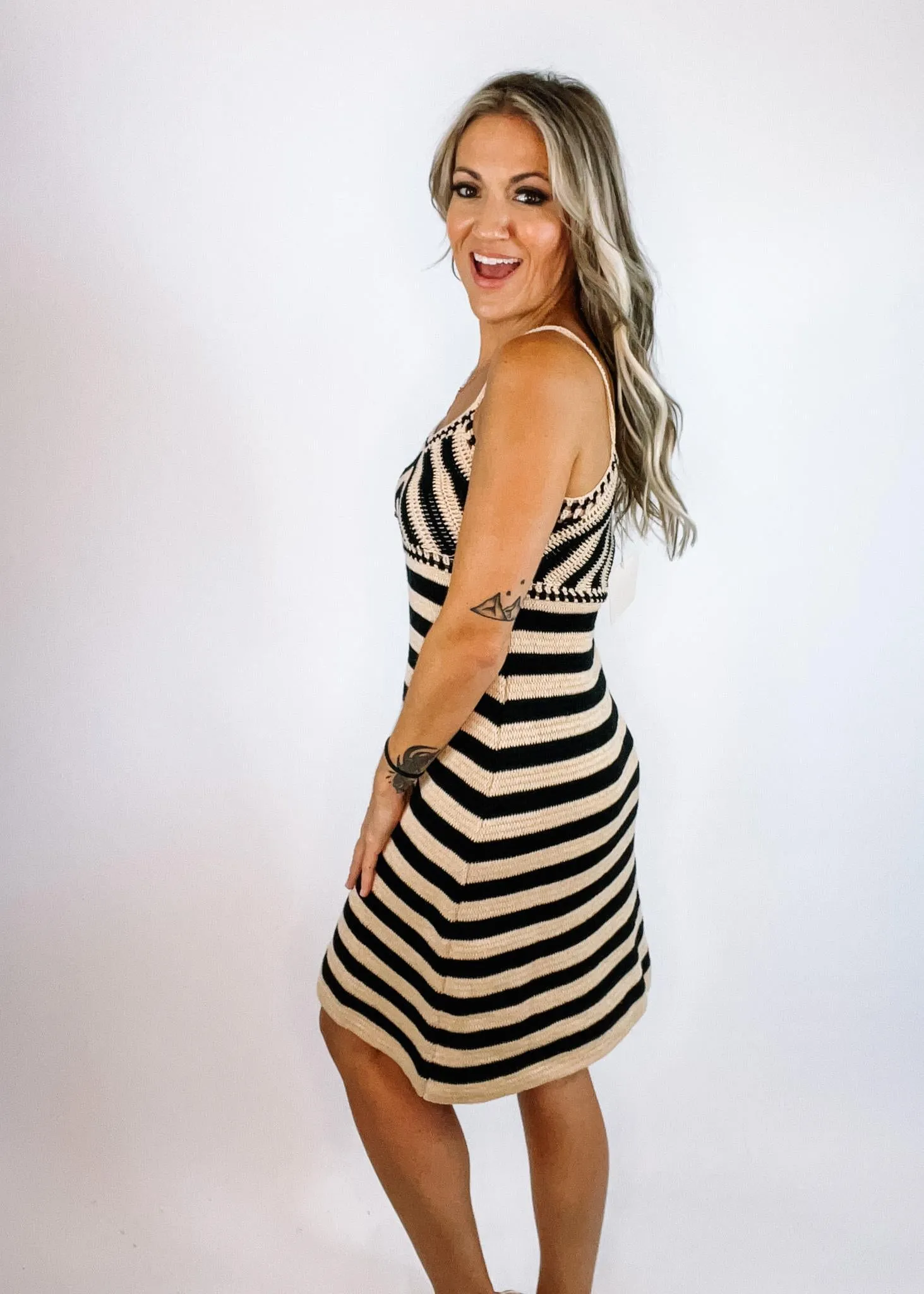 Katie Crochet Stripe Dress