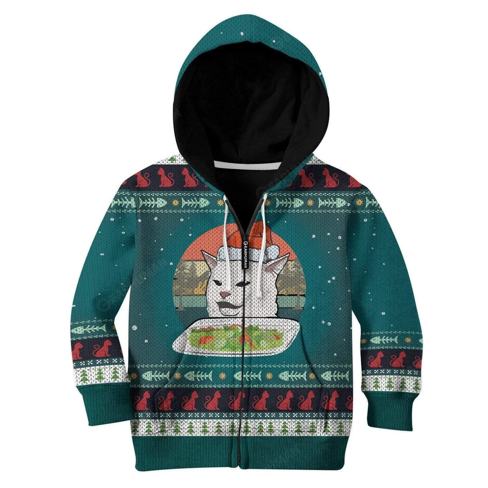 Kid Ugly Christmas Cat Custom Cosplay T-Shirts Hoodies Apparel