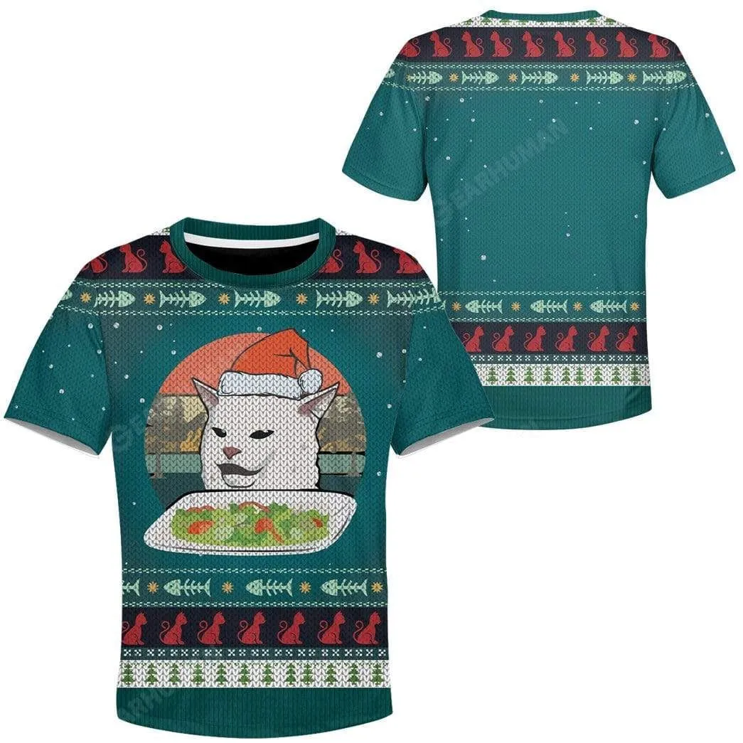 Kid Ugly Christmas Cat Custom Cosplay T-Shirts Hoodies Apparel