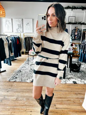 Kristin Turtleneck Striped Sweater Dress