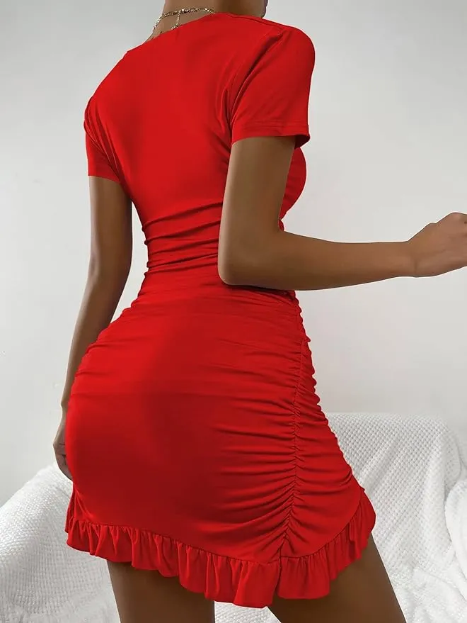 Lace-up crossover hem dress