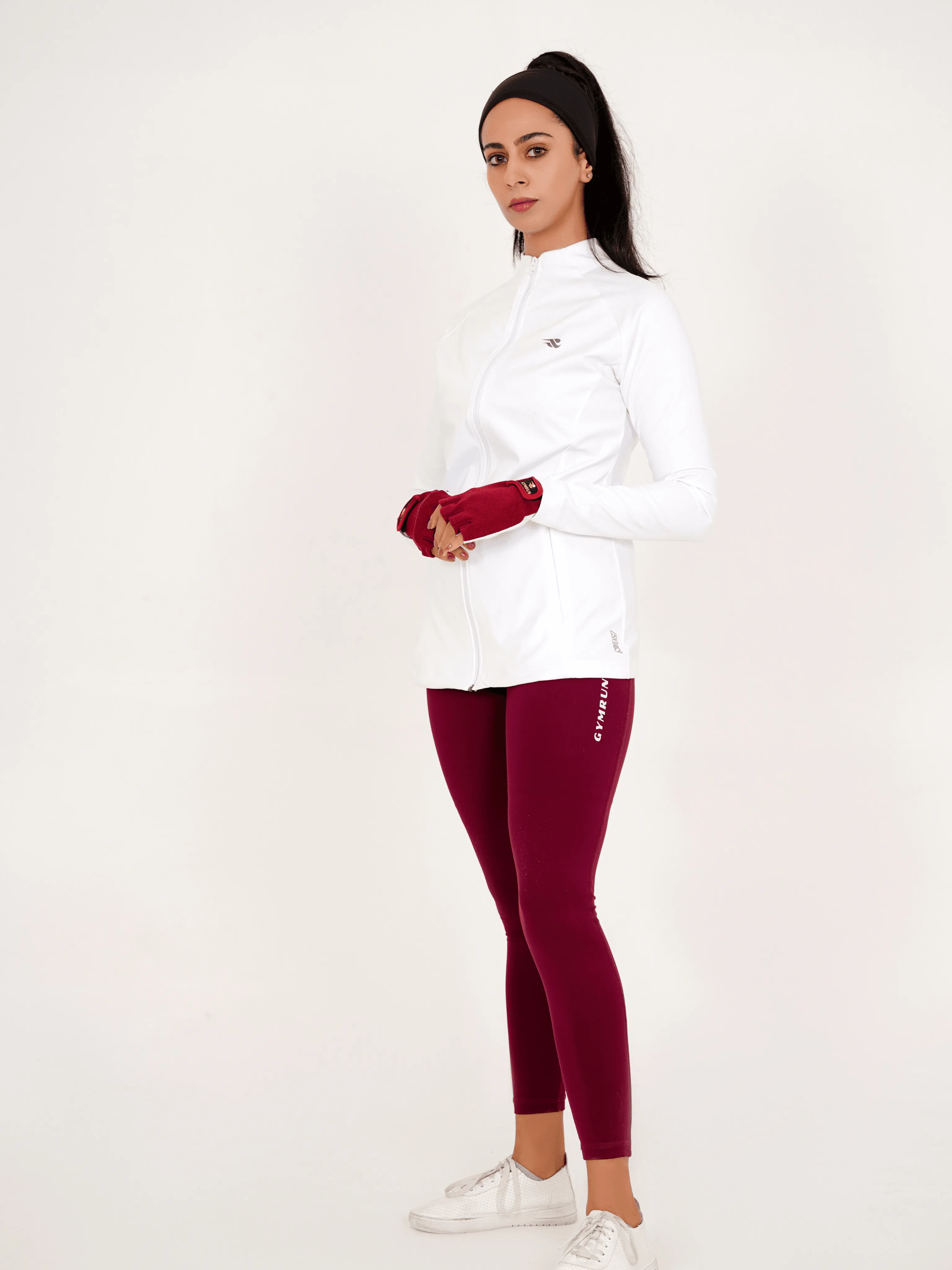 Ladies Compression Zipper - White