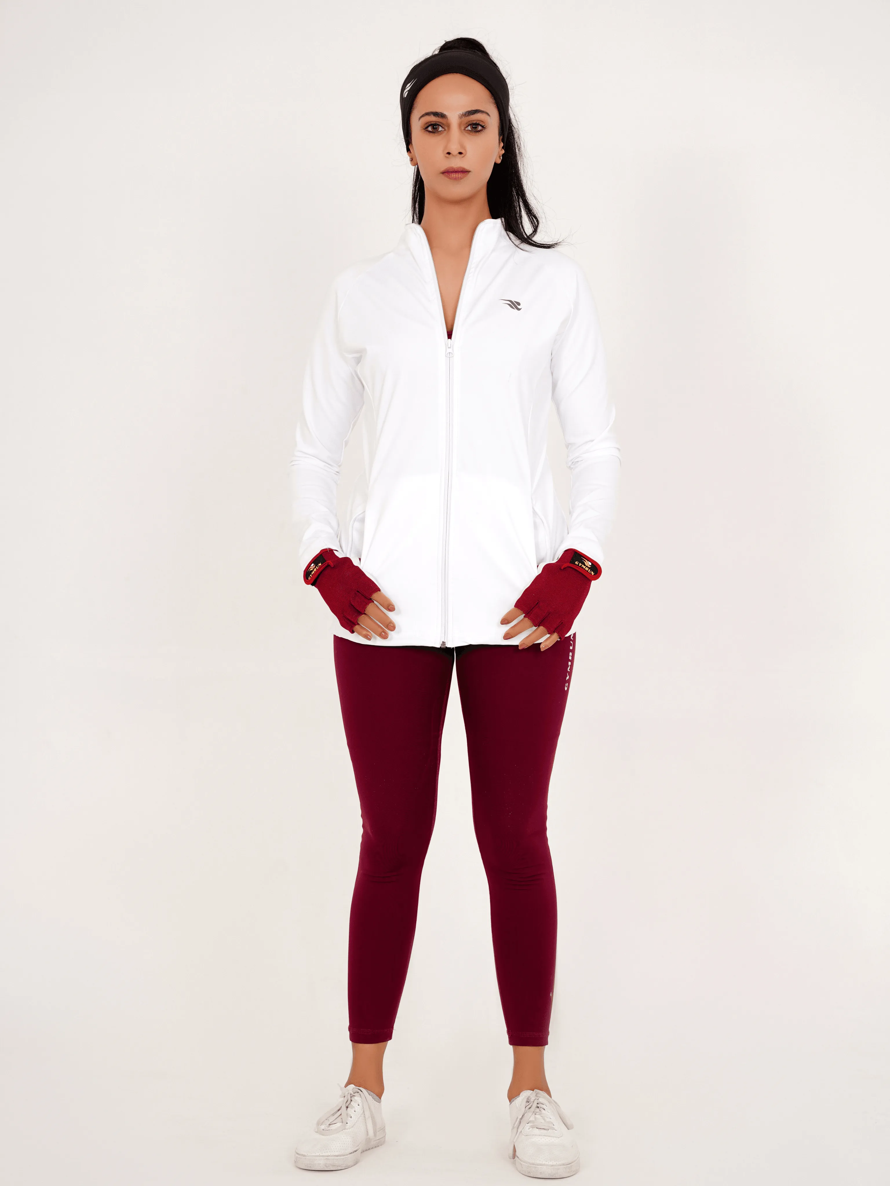 Ladies Compression Zipper - White