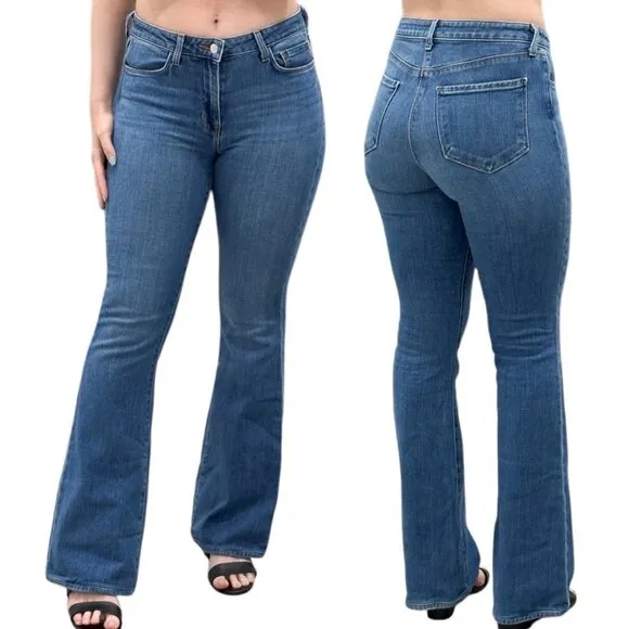 L'agence Bell Mid Rise Vintage Flare Jeans in Authentique Medium Wash Denim