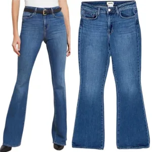 L'agence Bell Mid Rise Vintage Flare Jeans in Authentique Medium Wash Denim