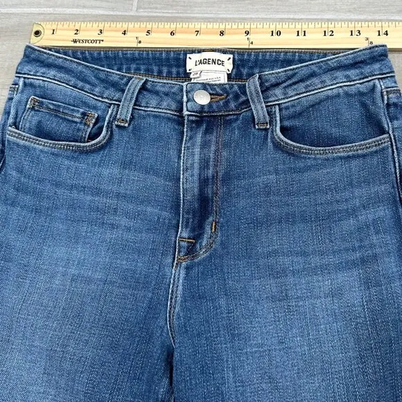 L'agence Bell Mid Rise Vintage Flare Jeans in Authentique Medium Wash Denim