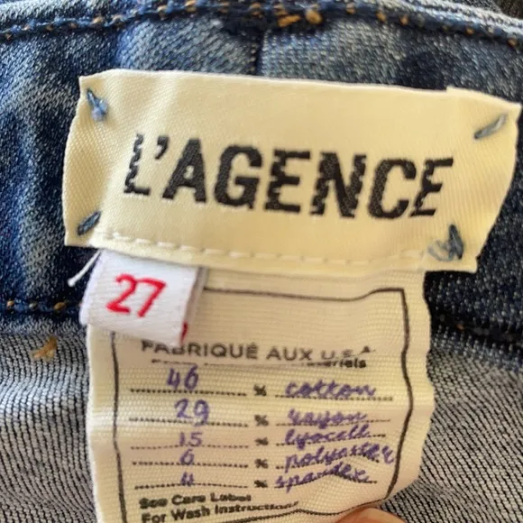 L’agence Skinny High Rise Blue Jeans size 27