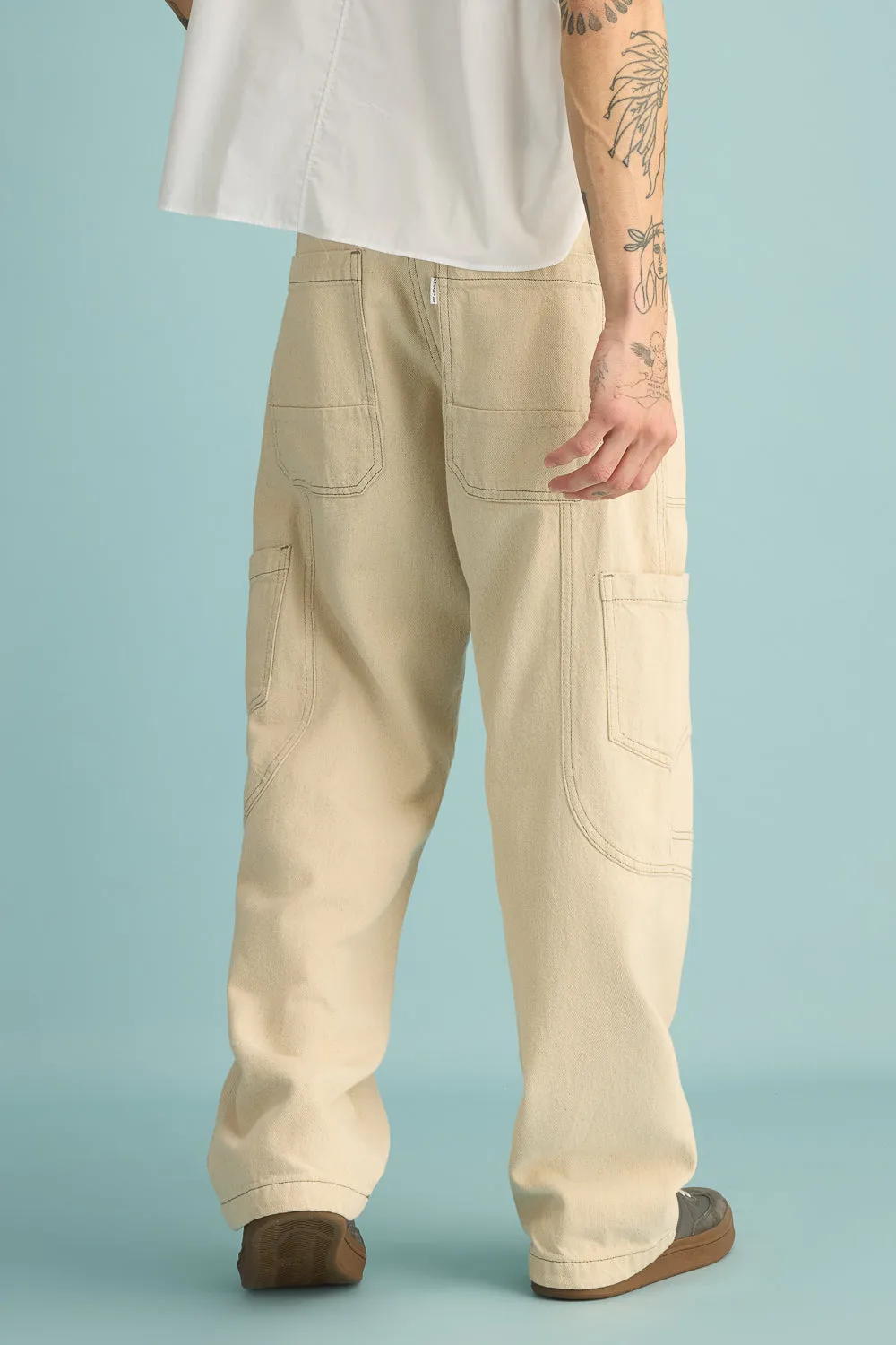Latte Contrast Cargo Men's Wide Jeans