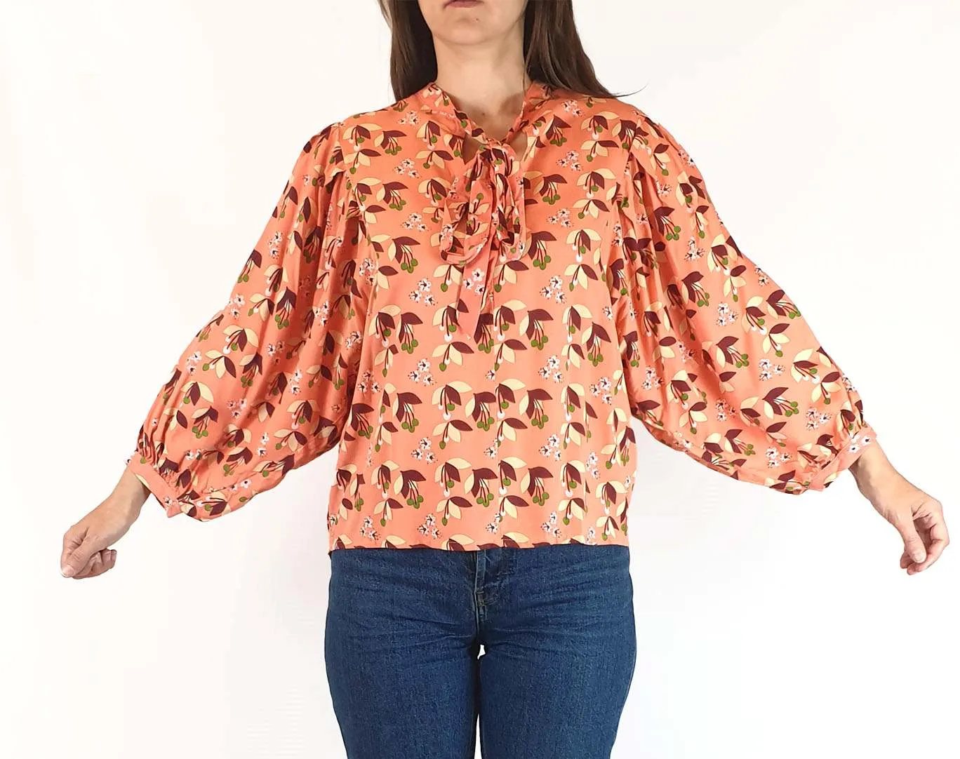 Leonard St pink unique print long sleeve top size 8