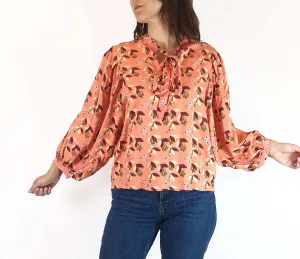 Leonard St pink unique print long sleeve top size 8