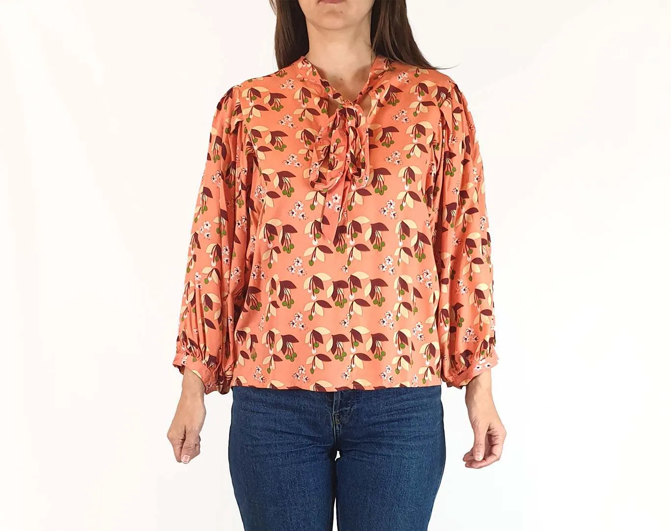 Leonard St pink unique print long sleeve top size 8