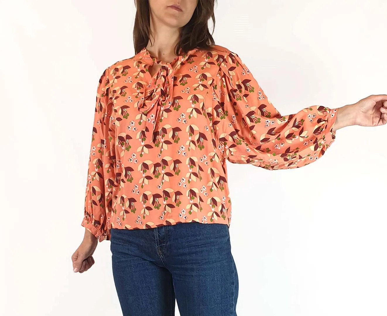 Leonard St pink unique print long sleeve top size 8