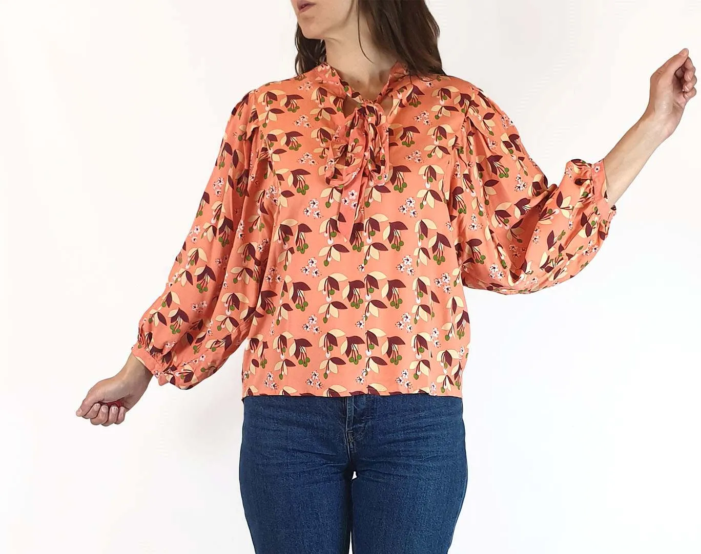 Leonard St pink unique print long sleeve top size 8