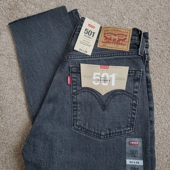 Levi's 501 High Rise Gray Jeans