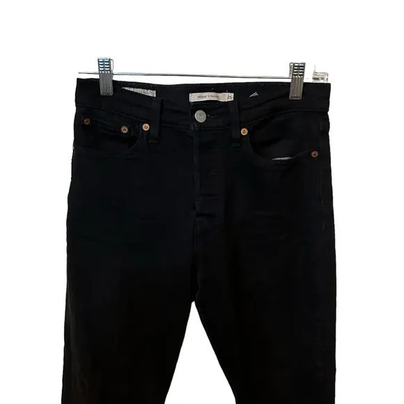 Levi’s Black Button Fly Wedgie Straight 97% Cotton Denim Jeans Size 25.