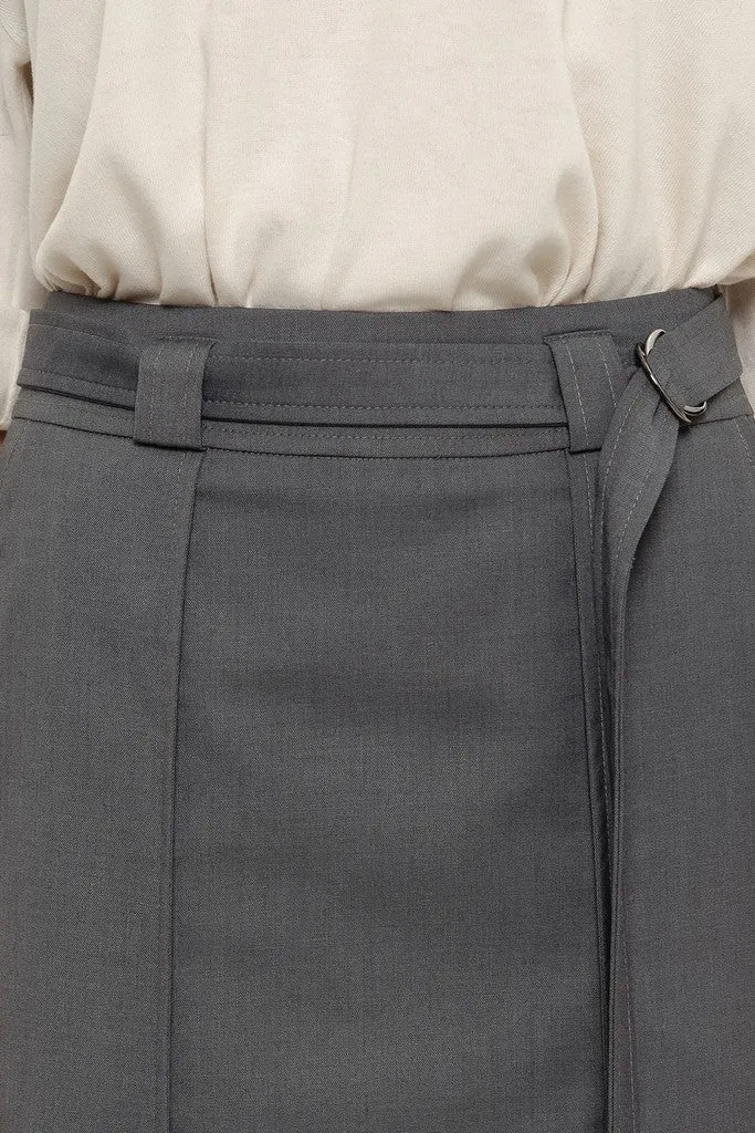 Light gray Day or Office Maxi Paneled Skirt with Pockets