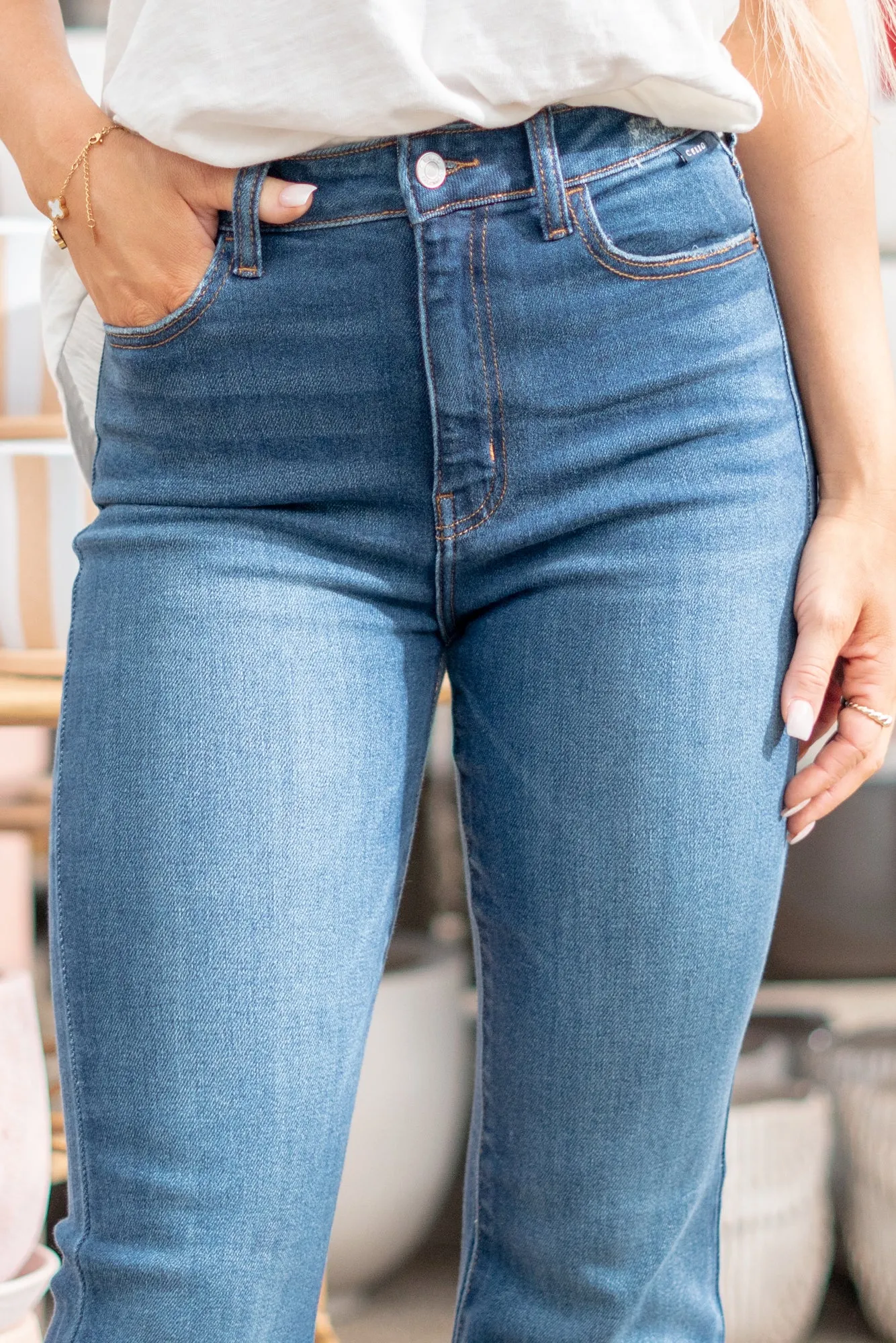Lily Mae High Rise Flare With Frayed Hem