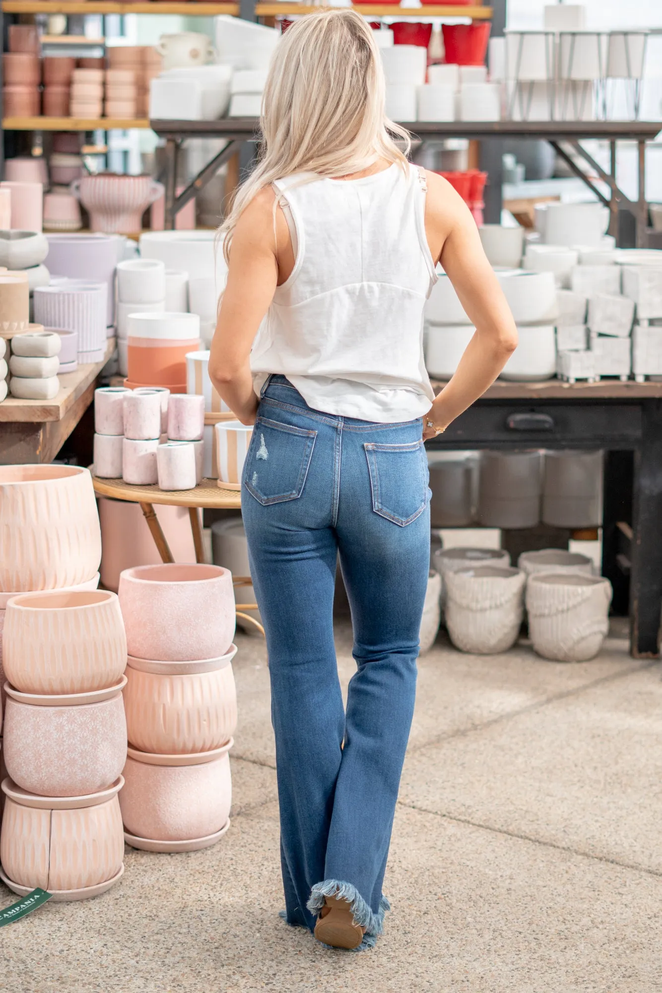 Lily Mae High Rise Flare With Frayed Hem