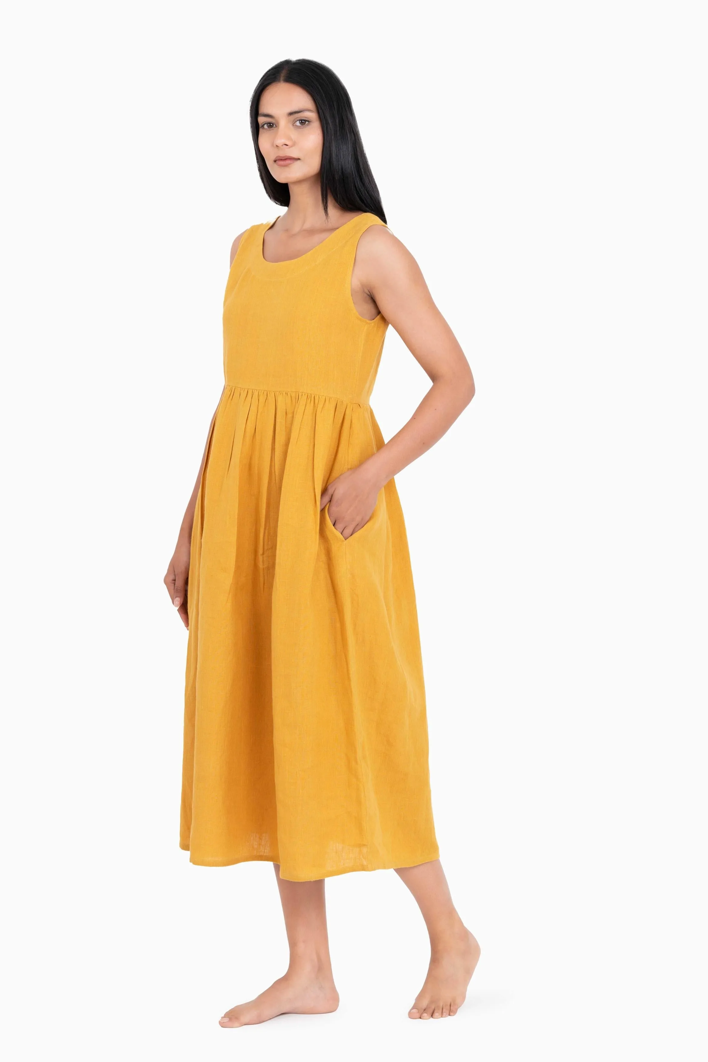 Linen Achill Dress-Muted Mocha