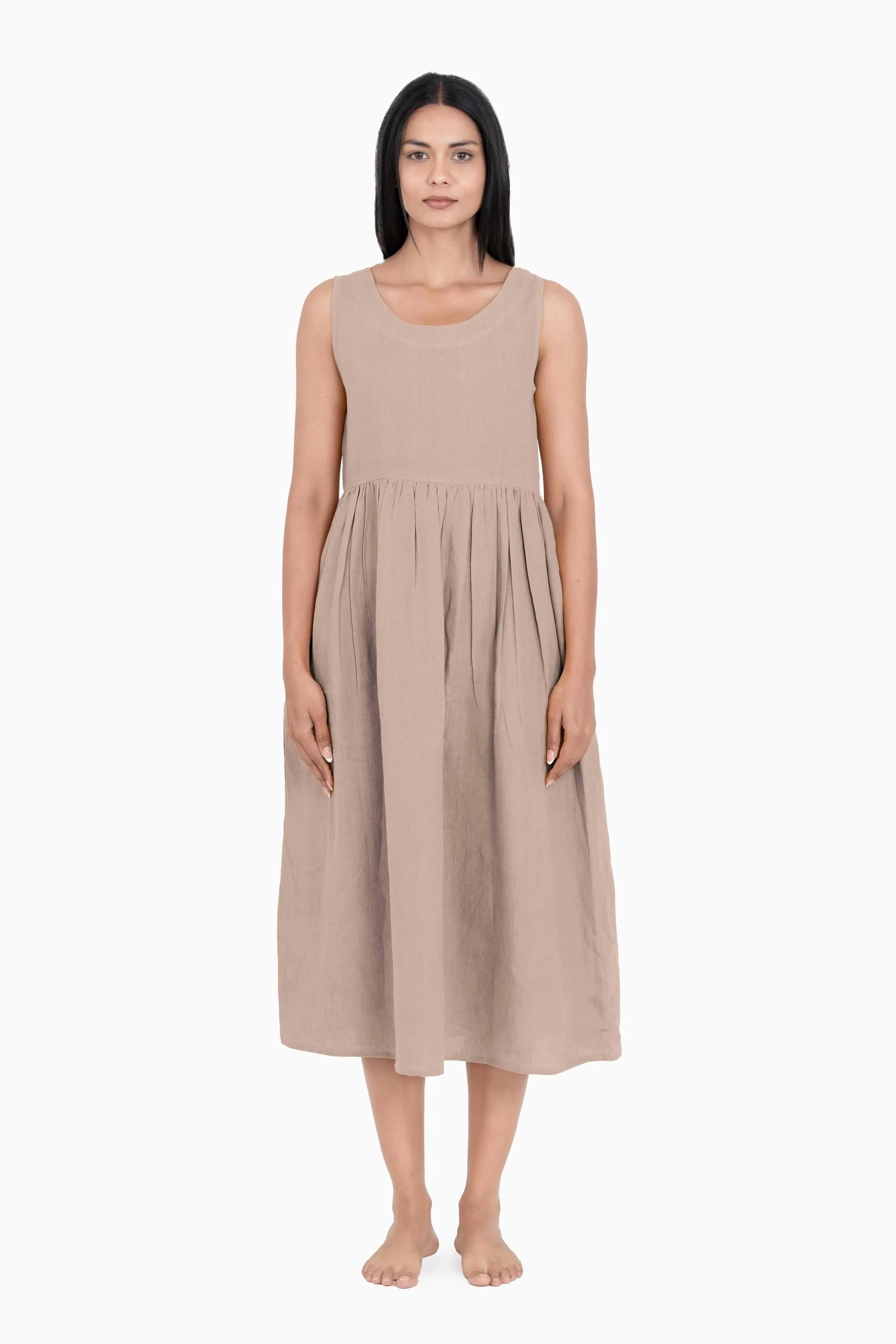 Linen Achill Dress-Muted Mocha