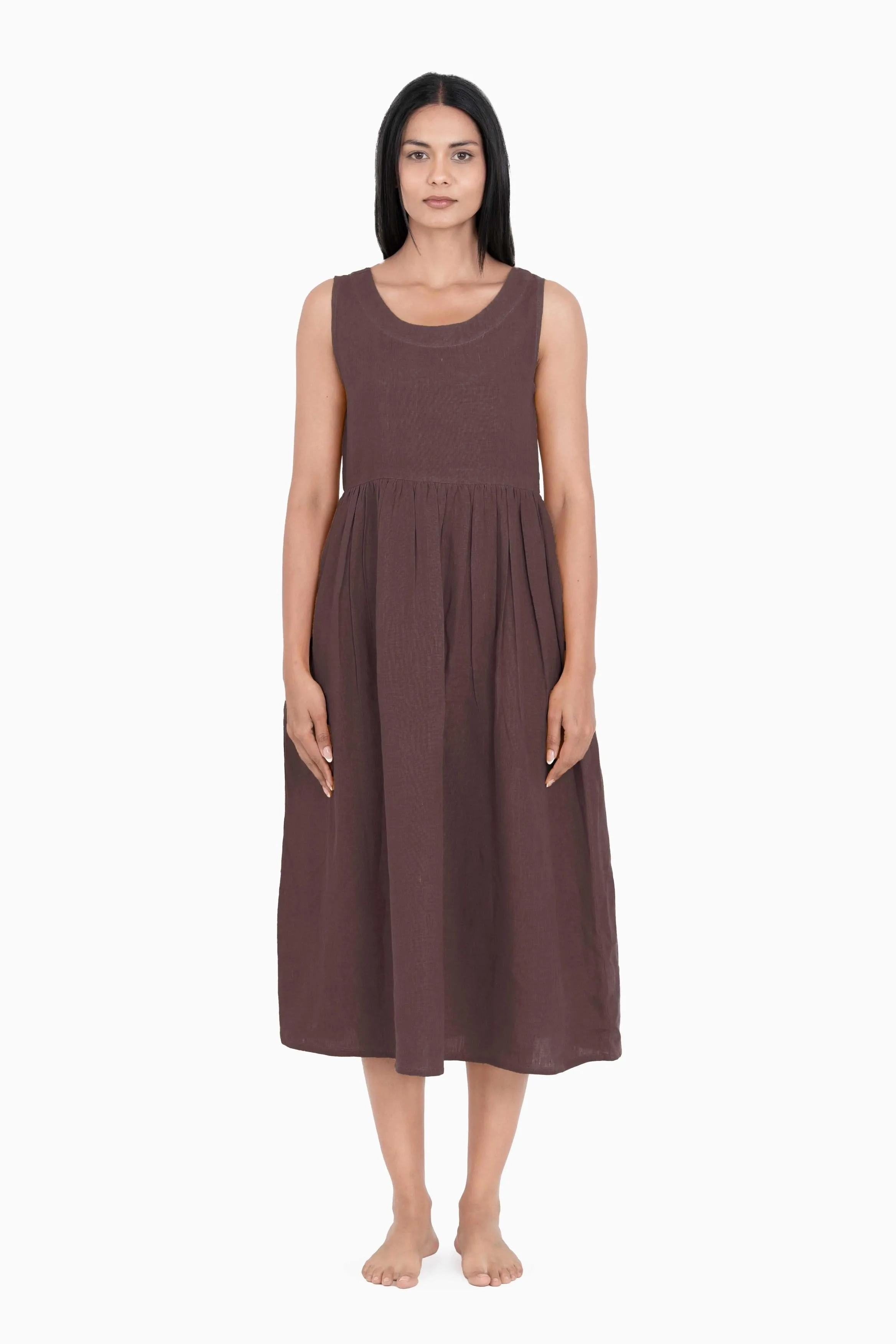 Linen Achill Dress-Muted Mocha