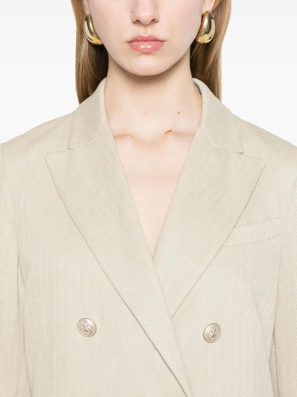 Linen and cotton double-breasted jacket