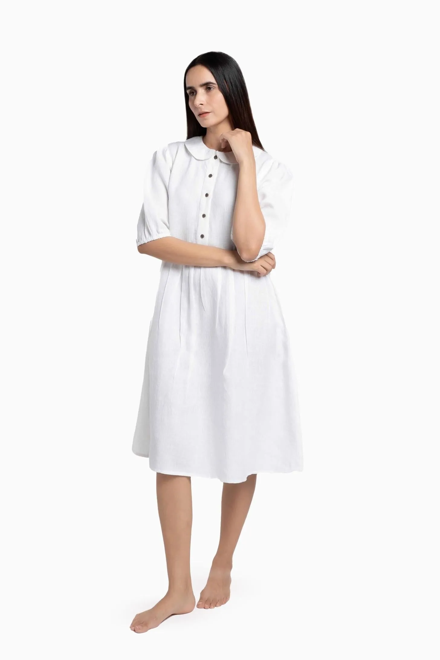 Linen Avra Dress-Oatmeal