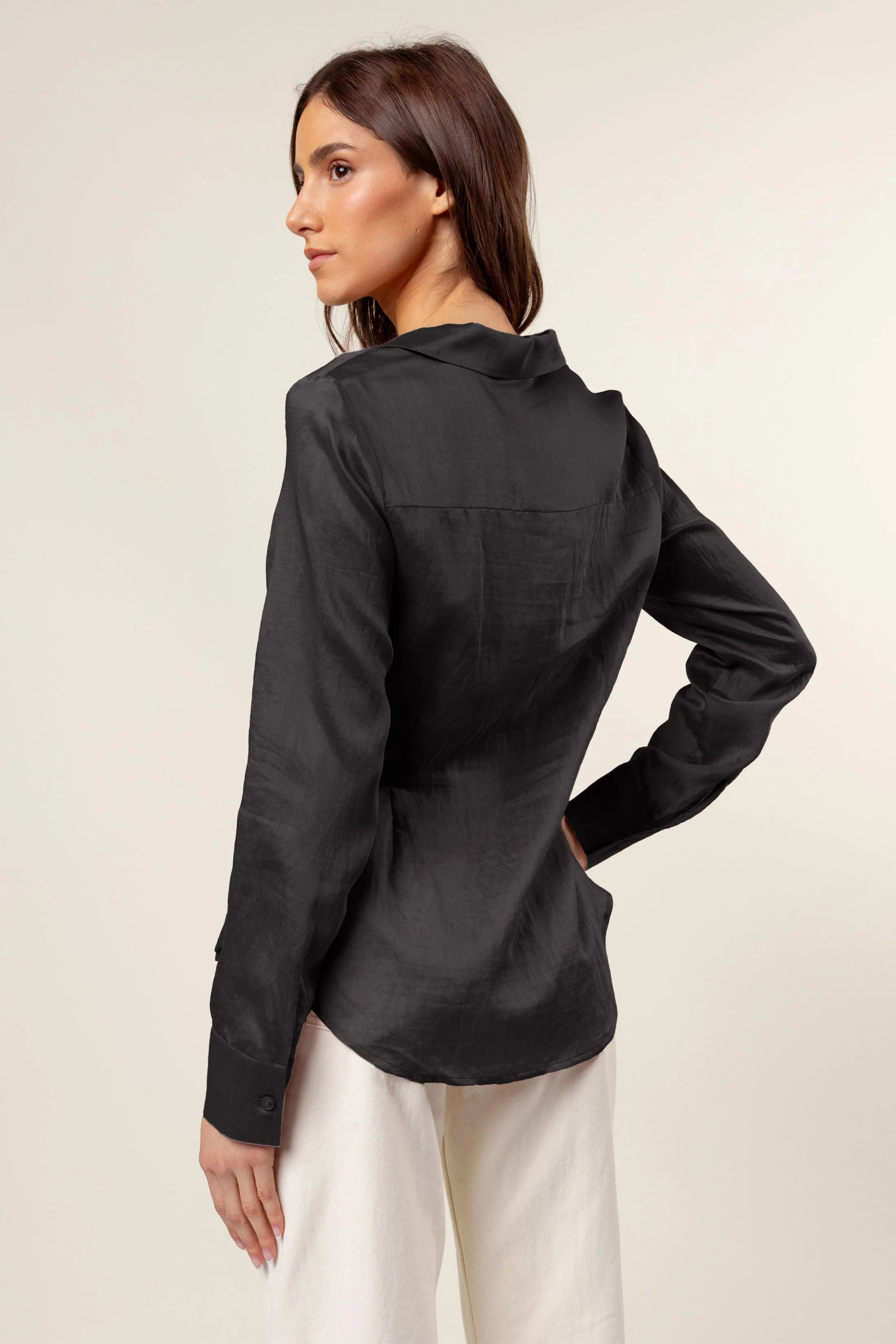 Linen Hidden-placket Blouse