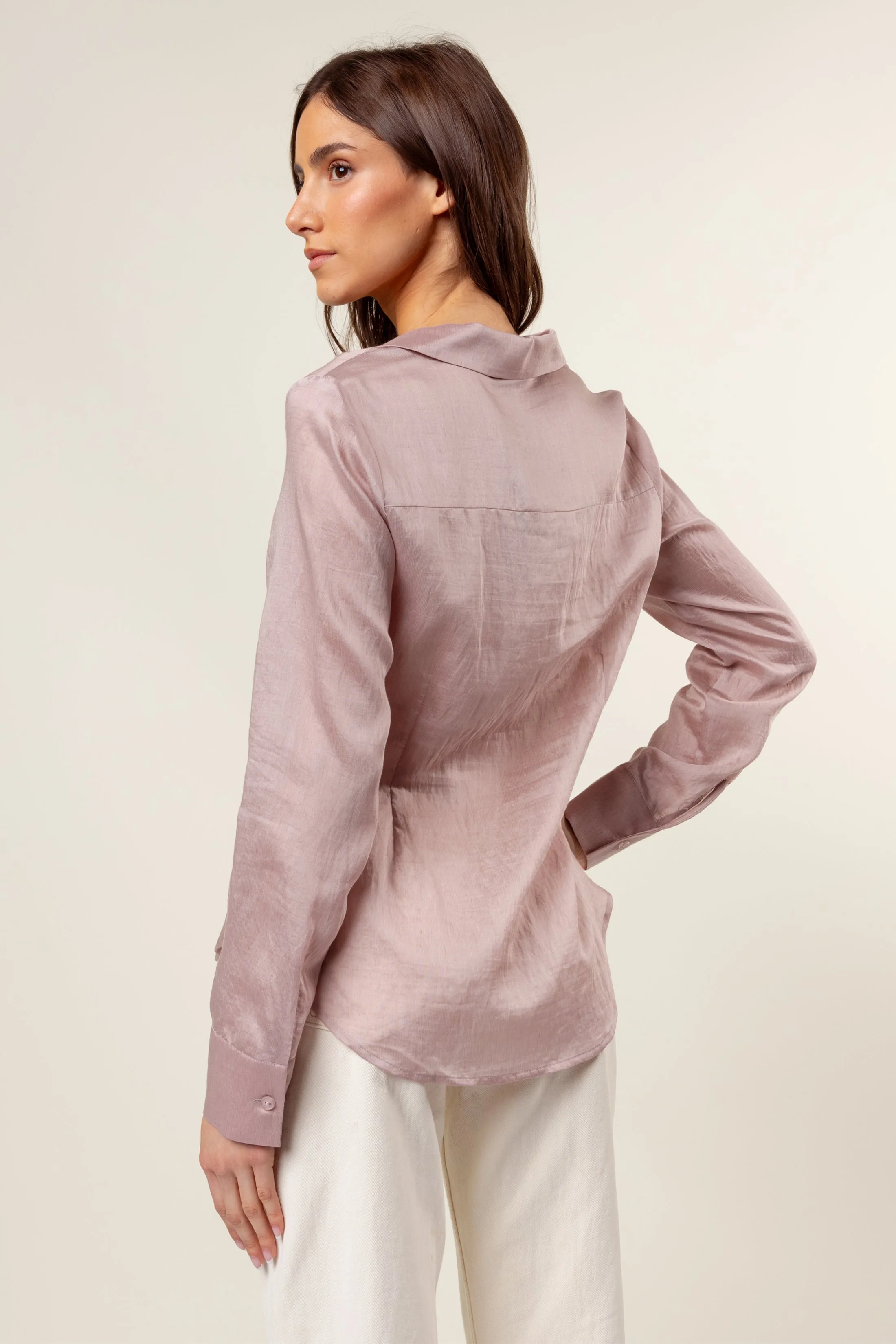 Linen Hidden-placket Blouse