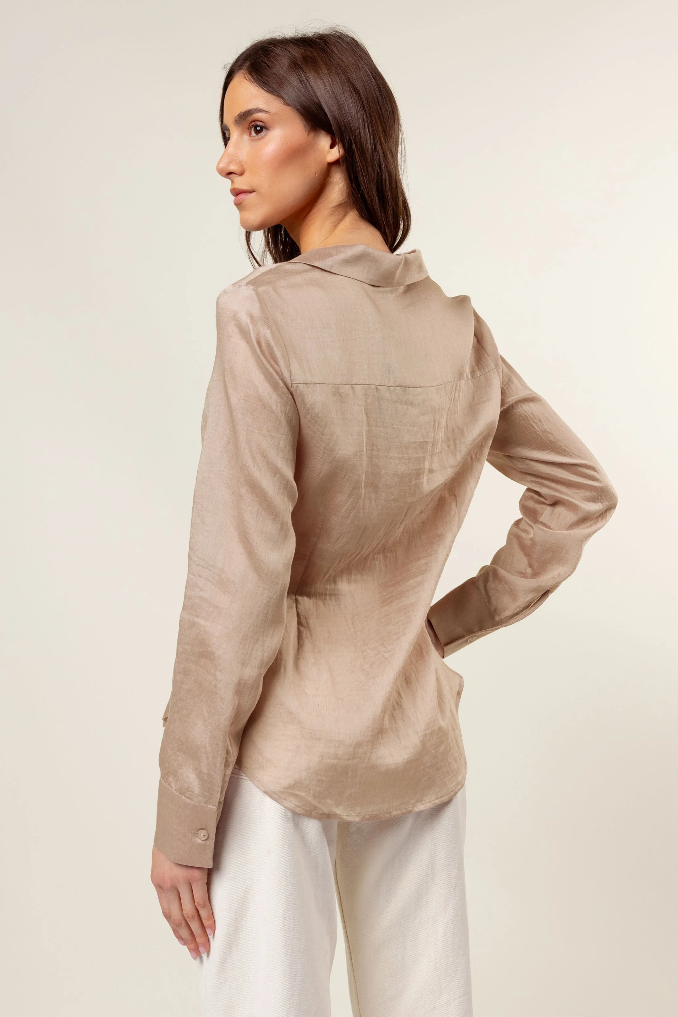 Linen Hidden-placket Blouse