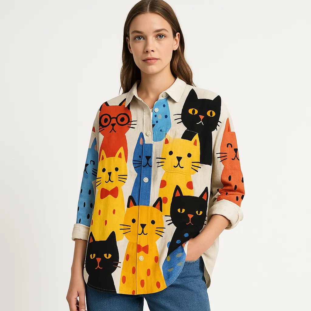 Linen Shirt | Artistic Print | Playful and Breathable