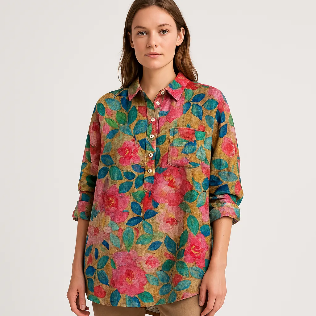 Linen Shirt | Artistic Print | Playful and Breathable
