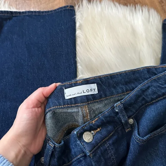 LOFT High Rise Wide Leg Jeans In Vintage Dark Wash
