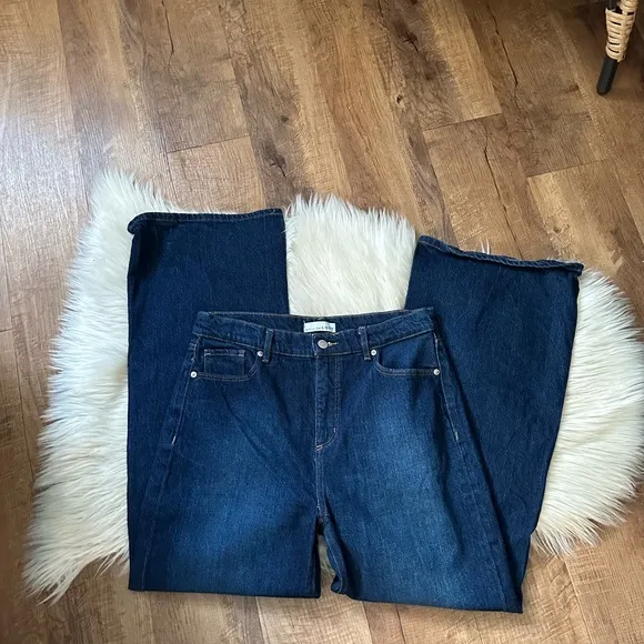 LOFT High Rise Wide Leg Jeans In Vintage Dark Wash