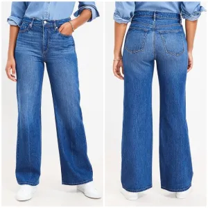 LOFT High Rise Wide Leg Jeans In Vintage Dark Wash