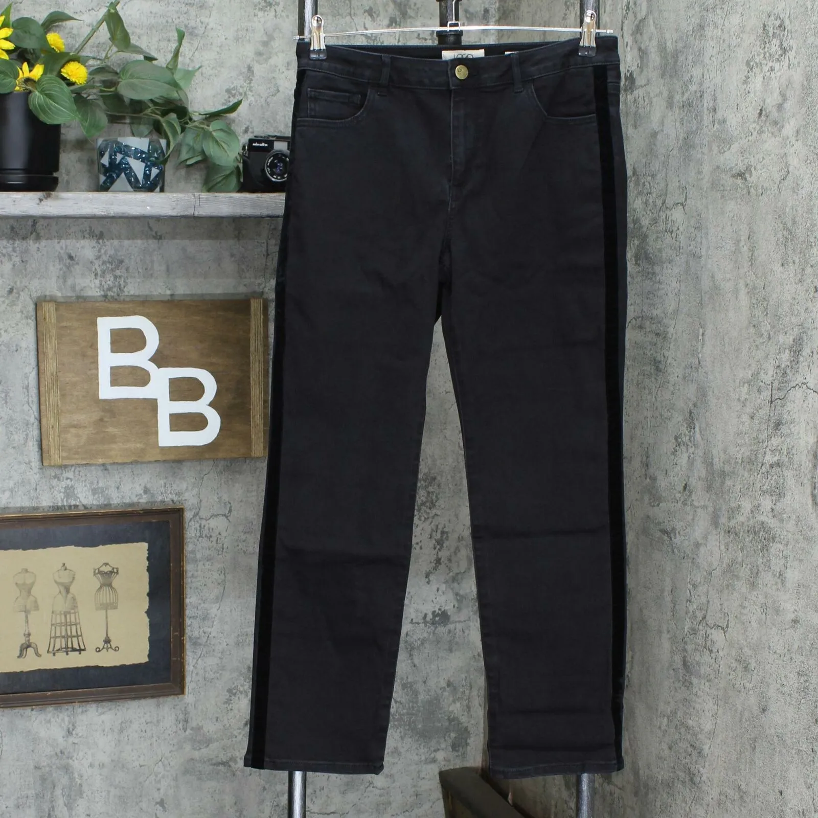 LOGO by Lori Goldstein Straight Leg Tuxedo Stripe Jeans