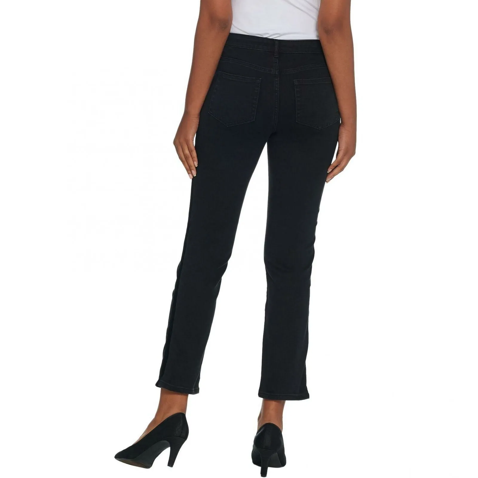 LOGO by Lori Goldstein Straight Leg Tuxedo Stripe Jeans