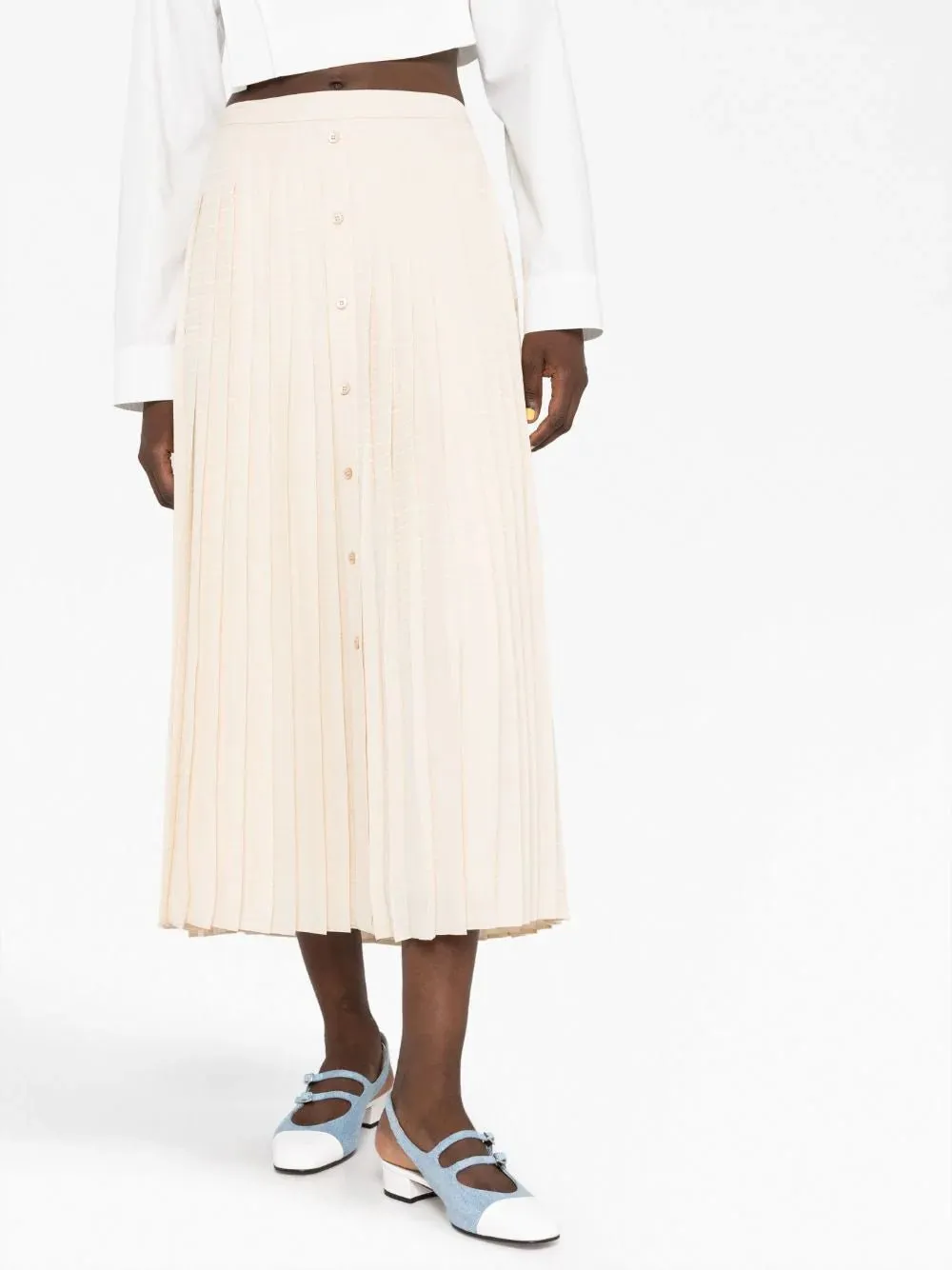 Logo-Jacquard Silk Pleated Skirt