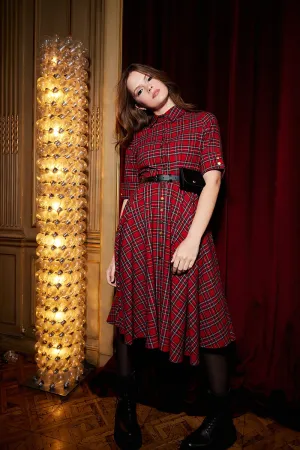 LONG CHECKED SHIRT DRESS