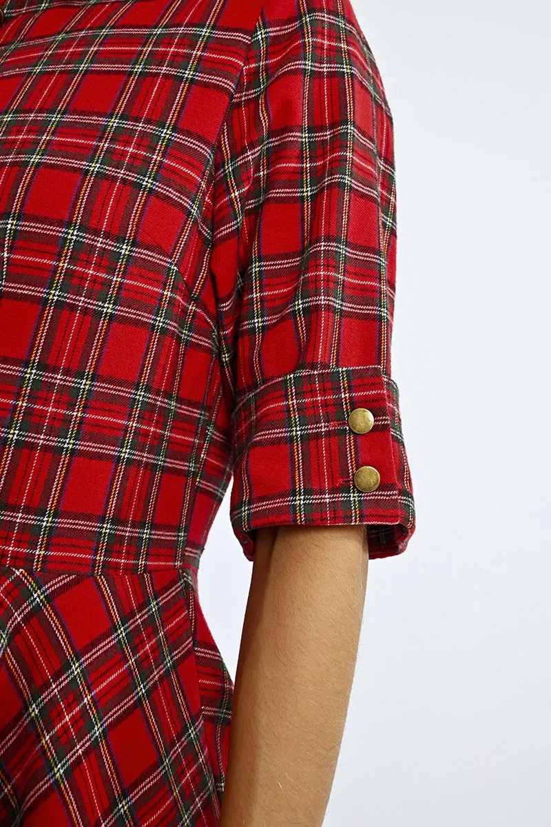 LONG CHECKED SHIRT DRESS