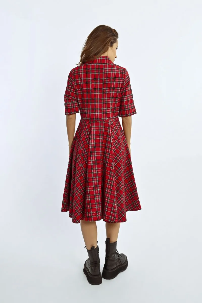 LONG CHECKED SHIRT DRESS