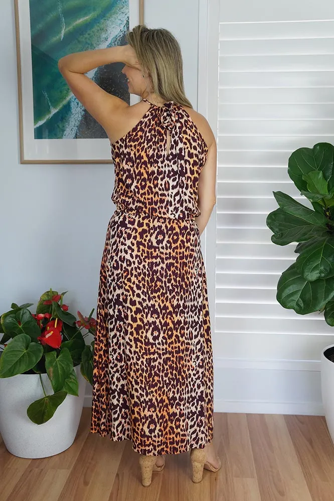 Long Chloe Dress "Leopard"